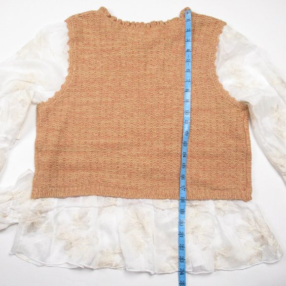By Anthropologie Layered Sweater Vest Neutral Brown - Large - Picture 7 of 12